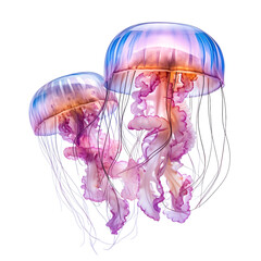 a pair of jellyfish with long tentacles