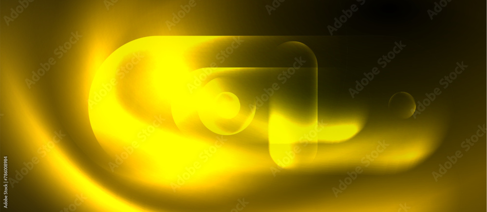 Poster Automotive lighting Font Art with a circle logo on a yellow background, creating a unique pattern in darkness. The graphics showcase a blend of heat and gas in a sleek design