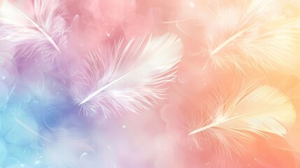 A gentle pastel feather abstract background unfolds before your eyes, its soft colors and delicate textures rendered in stunning HD clarity, transporting you to a realm of tranquility and calm