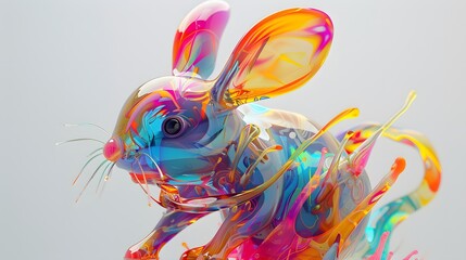 Close-up of a mouse with a colorful digital background