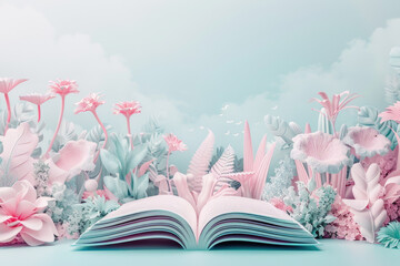 Whimsical Pastel World Book Day Illustration on Bright White