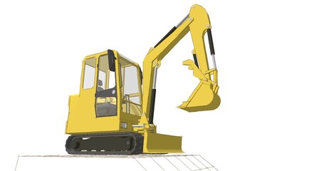 excavator 3d illustration	

