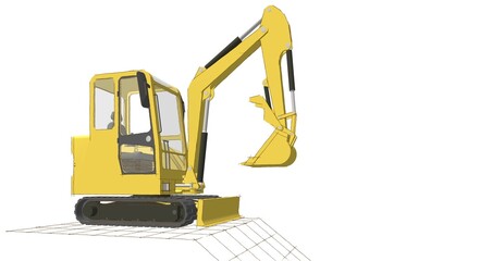 excavator 3d illustration	
