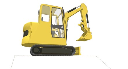 excavator 3d illustration	
