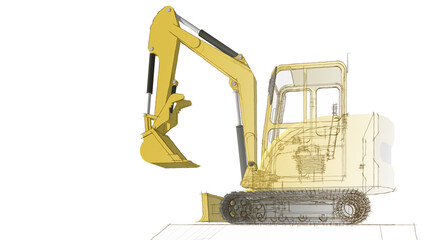 excavator 3d illustration	
