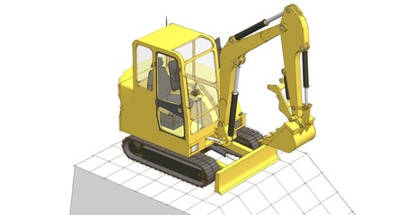 excavator 3d illustration	
