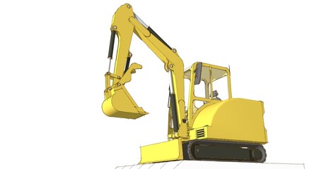 excavator 3d illustration	
