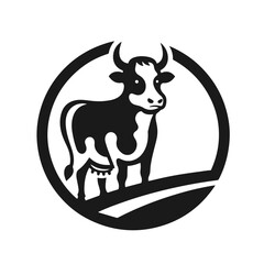 Cow logotype vector silhouette on white background