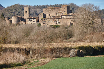 Picturesque medieval village of Santa Pau. La Garrotxa. Girona, Spain