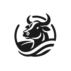 Cow logotype vector silhouette on white background