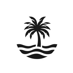 Fototapeta na wymiar Palm tree isolated on white background. Palm silhouette. Design of palm trees for posters, banners and promotional items. Vector illustration 
