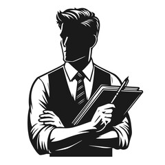 Teacher silhouette vector isolated on white background