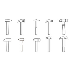 Hammer icon vector set. Repair illustration sign collection. Tool symbol or logo.