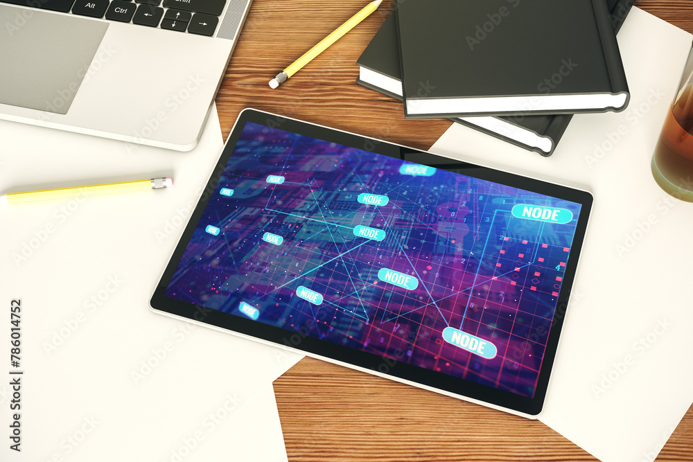 Leinwandbilder abstract creative coding illustration on modern digital tablet display, software development concept