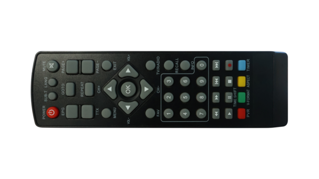 Universal tv remote on transparent background
