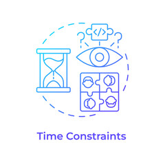 Time constraints blue gradient concept icon. Hackathon challenge. Time limits and deadlines. Round shape line illustration. Abstract idea. Graphic design. Easy to use in promotional materials