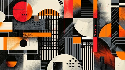 Abstract Geometric Color Block Collage