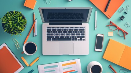 A laptop computer is positioned on a wooden desk next to a white cup filled with coffee. The laptops screen is illuminated, indicating that it is in use