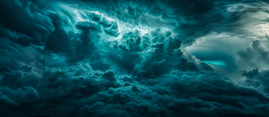 Storm clouds with dramatic lightning - obrazy, fototapety, plakaty