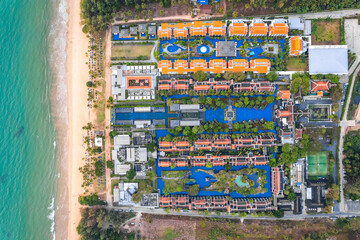 Aerial view of luxry hotel in Khao Lak beach in Phang Nga, Thailand