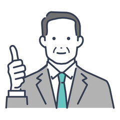 企業で働くシニアのビジネスパーソン　アバターアイコン　イラスト素材