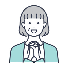 企業で働くシニアのビジネスパーソン　アバターアイコン　イラスト素材