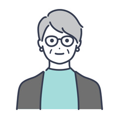 企業で働くシニアのビジネスパーソン　アバターアイコン　イラスト素材