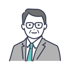 企業で働くシニアのビジネスパーソン　アバターアイコン　イラスト素材