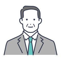 企業で働くシニアのビジネスパーソン　アバターアイコン　イラスト素材