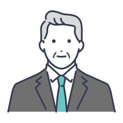 企業で働くシニアのビジネスパーソン　アバターアイコン　イラスト素材