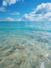 Obraz premium blue sky and sea.Beautiful beach, white waves crashing, summer beach with clear sky, blue sea water.Vertical.Summer beach trip.