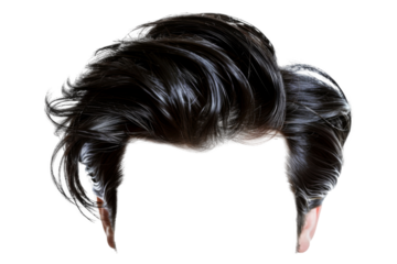 Stylish hair wig with trendy design isolated on background, front view, fashionable hairstyle concept.