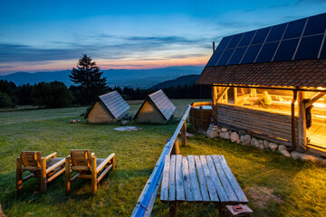 The mountain hut Einsamer Stein in the Carpathian Mountains in Romania	
