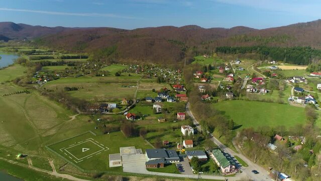 Beautiful Mountain Landscape Panorama Sanok Aerial View Poland