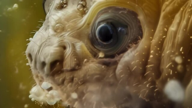 A magnified view of a water bears integument illustrating its thick and flexible icle that protects it from desiccation and other . AI generation.