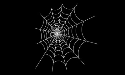 Spooky Spider Web Vector Overlay in Black Background. Wiggle Scarry Spider Cobweb. 