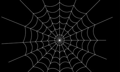 Spooky Spider Web Vector Overlay in Black Background. Wiggle Scarry Spider Cobweb. 