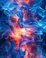 Obraz premium Flames of oxygen, a dance of blue and red hues, elemental and mesmerizing, a visual feast of energy and transformation, dynamic and captivating,