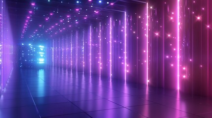 Immerse yourself in the sleek and sophisticated world of tomorrow with a futuristic technology lines background illuminated by dazzling light effects, captured in flawless HD resolution - obrazy, fototapety, plakaty