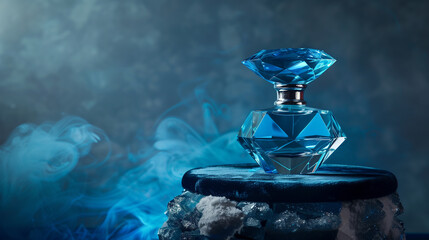Perfume sales template: light blue perfume bottle - obrazy, fototapety, plakaty
