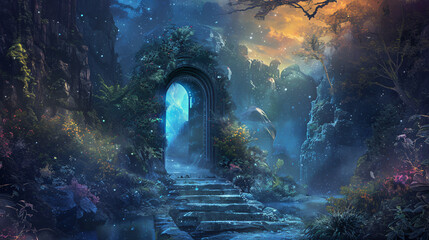 Gate to other world  fantasy theme ation of the