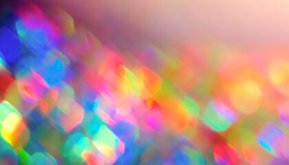 colorful twinkling bokeh rainbow color glimmer abstract background banner with copy space - obrazy, fototapety, plakaty