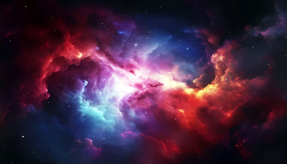 Colorful space nebula with nebula zwirl. Generative ai design concept art.