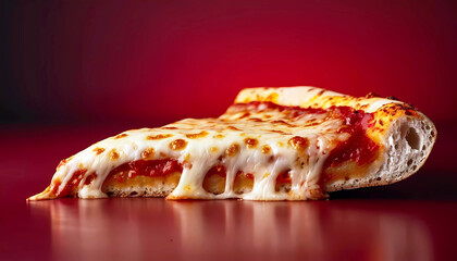Pizza slice with tomato sauce and melty cheese. Generative ai design concept art.