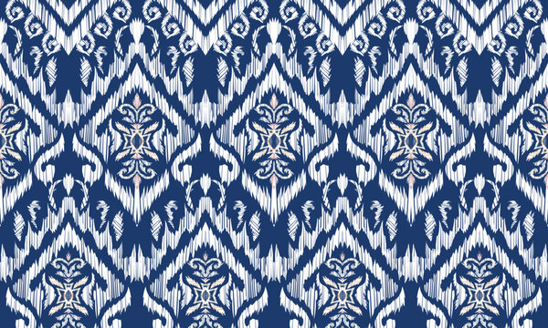 Hand draw Ikat ethnic seamless pattern. Traditional bohemian vector illustration.great for textiles, banners, wallpapers, wrapping vector.