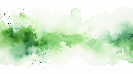 Abstract drawing in green watercolor, a smear of paint on a white background - obrazy, fototapety, plakaty