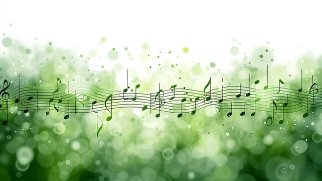 Musical track on a spring green background in watercolor style