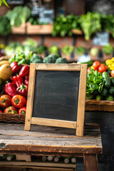 bazaar vegetables green sign for text on the counter