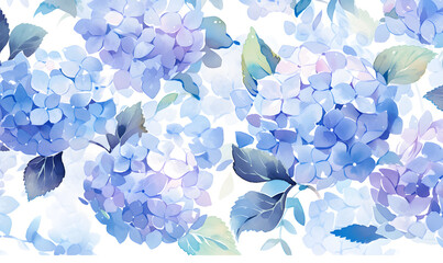 hydrangea pattern, watercolor, Generative AI