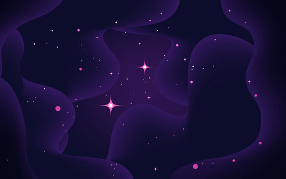 Vector space background . Cute flat style template with Stars in Outer space